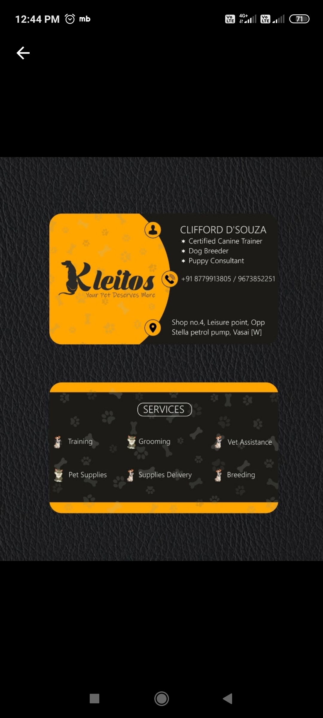Kleitos Business Card